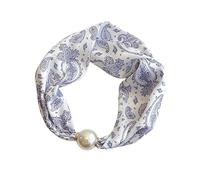 PQCHAOQ Ladies' Magnetic Neck Scarf, Neckerchief for Smart Workwear | No tying needed; selected styles include a separate faux pearl necklace for an easy, polished look at work or every day.