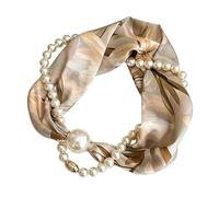 PQCHAOQ Ladies' Magnetic Neck Scarf, Neckerchief for Smart Workwear | No tying needed; selected styles include a separate faux pearl necklace for an easy, polished look at work or every day.