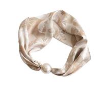 PQCHAOQ Ladies' Magnetic Neck Scarf, Neckerchief for Smart Workwear | No tying needed; selected styles include a separate faux pearl necklace for an easy, polished look at work or every day.