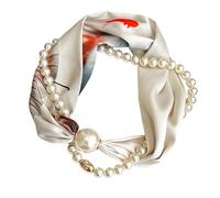 PQCHAOQ Ladies' Magnetic Neck Scarf, Neckerchief for Smart Workwear | No tying needed; selected styles include a separate faux pearl necklace for an easy, polished look at work or every day.