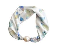 PQCHAOQ Ladies' Magnetic Neck Scarf, Neckerchief for Smart Workwear | No tying needed; selected styles include a separate faux pearl necklace for an easy, polished look at work or every day.