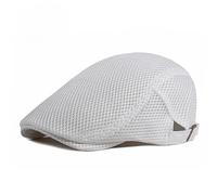 PQCHAOQ Mens Newsboy Cap Breathable Mesh Flat Caps Adjustable Driving Hat Fashion Gatsby Hat Beret Hat for Spring Summer Outdoor (UK, Alpha, One Size, White)