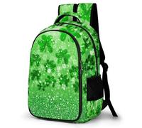 PQERFOSJD Travel Backpack Unisex Daypack Shoulder Bags Glitter Irish Shamrock Clovers Bookbag For Boys And Girls