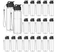 PQHIQ 20 Pcs Water Bottle Bulk 500 ml Plastic Water Bottles Bulk Gym Sports Adults Reusable Large Bottles with Leak Proof Flip Top for Party Outdoor - Black
