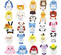 PQHIQ 25 Pcs Positive Crochet Animals Bulk, Crochet Animals with Positive Messages Inspirational Birthday Gifts for Women, Employee Appreciation Gifts for Women Men Her Him, Mini Desk Decor