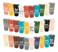 PQHIQ 30 Pcs CNA Appreciation Gift Employee Thank You Gift Plastic Coffee Cup with Lid for Team Building Gifts Inspirational Tumbler Travel Mug for Coworker Staff Teacher Group - Varicolored, 470 ML