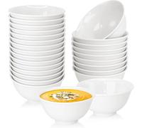 PQHIQ 36 Pack Melamine Cereal & Soup Bowls- 250 ml White Dessert Bowls | Ceramic Serving Bowls for Salad/Soup/Noodle/Dessert/Rice/Breakfast, Chip Resistant, Microwave & Dishwasher Safe