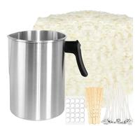 PQHIQ All Natural Soy Wax for Candles Making, Candle Wax with Candles Making Kit with Melting Pot, Candle Wicks, Wick Stickers, Wick Centering Devices, Vegan Cruelty Free (1.13 kg)