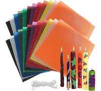 PQHIQ Beeswax Candle Making Kit for Adults Kids - 24 Sheets Colorful Chips with Wick Set, 20 * 20 cm DIY Gift for Making Handsome Rolling Candle for Party