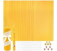 PQHIQ Beeswax Sheets for Candle Making Kit, 20 Pcs 20x40 cm Pure Bees Wax Made Sheets Equals to 40pcs 20x20 cm Beeswax Sheets, Include Bee Ornaments,Cotton Candle Wicks for Bulk Candle Making
