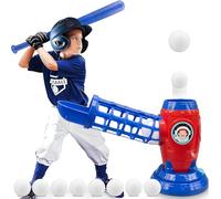 PQHIQ Tee Ball Set for Kids Toddlers, Electric Automatic Baseball Pitching Machine Pitcher Machines, Tee Ball Set Baseball Bat, Outdoor Games Toys Gift for Christmas, Birthday