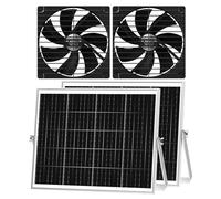 pqins 7.1 Inch Solar Greenhouse Fan 2 Pack 40W Large Solar Powered Waterproof Exhaust Ventilation Fan Strong Airflow 16.4 Cord