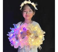 PQIQP 10pcs LED Feather Wreath Crown Headband,Light-Up Angel Halo Headband, adjustable Luminous Headdress For Women Girls Wedding Christmas Party Gift (2: Colorful)
