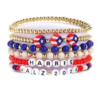 PQJSJDR Kamala Harris 2024 Bracelets, Set of 6 Kamala Harris President Campaign Bracelets, WALZ Bracelets WALZ Campaign Merch for President Election Support Merchandise Bracelet for Women Men