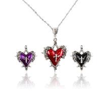 PQJSJDR Vampire Heart Pendant Necklace for Women Gothic Cross Choker Necklace with Thorns, Victorian Vampire Jewelry, Mystic Witch Halloween Costume Accessory for Women