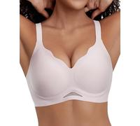 PQK Jelly Lift Wireless Bra for Women Seamless Comfort Support Bra Non Wired Full Coverage V Neck Invisible Plunge Bra with Extender