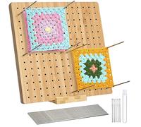 PQKL-party crochet blocking board and pins 7.9 inch, 20 steel needles, 5 knitting tacks, blocking board holder, square blocking board craft knitting tool gift for granny members
