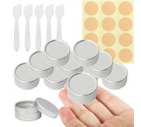 PQPAUTY 10 Pcs 10ml Aluminum Tins with Lids, Silver Aluminum Tin Jars Pots with Slip Lids, Lip Balm Tins, Small Round Metal Tins Pots for Cosmetic, Crafts, Salves, DIY Candles - D36mm x H18mm