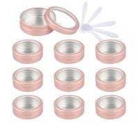 PQPAUTY 10 Pcs 15ml Empty Round Matt pink Aluminum Tins Cans Jars with Screw Lids Clear Window Candle Cans Jars Cosmetic Lip Balm Salve Craft Storage Containers DIY