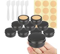 PQPAUTY 20 Pcs 50ml Matt black Aluminum Tins with Lids, Aluminum Tin Jars Pots with Slip Lids, Round Metal Tins Pots for Cosmetic, Crafts, Salves, DIY Candles, Lip Balm Tins - D57mm x H28mm