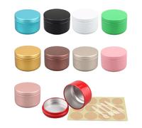PQPAUTY 20 Pieces 50 ml Empty Mixed Round Aluminum Tin Jars with Lids Cosmetics Containers Pots for DIY Candle Salve Powder Crafts Storage Cans Cream