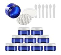 PQPAUTY 24 Pieces Empty 100g Blue Plastic Cosmetic Jars with White Screw Lid Small Pot for Cosmetic Homemade Cream Gel Lip Balm Salve Storage Containers Travel