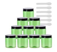 PQPAUTY 24 Pieces Empty 80g Green Plastic Cosmetic Jars with Black Screw Lid Small Pot for Cosmetic Homemade Cream Gel Lip Balm Salve Storage Containers Travel