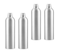 PQPAUTY 4 Pieces Empty 250ml Silver Aluminium Bottle with Silver Aluminium Screw Cap Metal Bottles for Cosmetic Body Washing Shampoo Gel Liquid Travel
