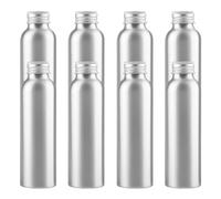 PQPAUTY 8 Pieces Empty 120ml Silver Aluminium Bottle with Silver Aluminium Screw Cap Metal Bottles for Cosmetic Body Washing Shampoo Gel Liquid Travel