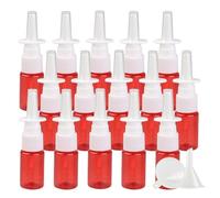 PQPAUTY Pack of 100Pcs 10ml Red Empty Refillable Plastic Nasal Spray Bottles, Direct Spray Container, Nasal Atomizer, Fine Mist Nose Sprayer for Saline or Essential Oils Home & Travel Use