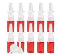 PQPAUTY Pack of 10pcs 10ml Red Empty Refillable Plastic Nasal Spray Bottles, Direct Spray Container, Nasal Atomizer, Fine Mist Nose Sprayer for Saline or Essential Oils Home & Travel Use