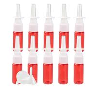 PQPAUTY Pack of 10pcs 15ml Red Empty Refillable Plastic Nasal Spray Bottles, Direct Spray Container, Nasal Atomizer, Fine Mist Nose Sprayer for Saline or Essential Oils Home & Travel Use