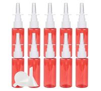 PQPAUTY Pack of 10pcs 50ml Red Empty Refillable Plastic Nasal Spray Bottles, Direct Spray Container, Nasal Atomizer, Fine Mist Nose Sprayer for Saline or Essential Oils Home & Travel Use