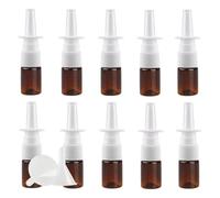 PQPAUTY Pack of 10pcs 5ml Brown Empty Refillable Plastic Nasal Spray Bottles, Direct Spray Container, Nasal Atomizer, Fine Mist Nose Sprayer for Saline or Essential Oils Home & Travel Use