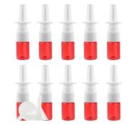 PQPAUTY Pack of 10pcs 5ml Red Empty Refillable Plastic Nasal Spray Bottles, Direct Spray Container, Nasal Atomizer, Fine Mist Nose Sprayer for Saline or Essential Oils Home & Travel Use