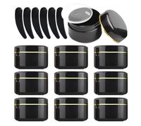 PQPAUTY Pack of 24, 20ml Black Plastic Cosmetic Jars with Gold Edge, 20 g Container Pot for Ointments Makeup Beauty Storage Lotions Cream Travel