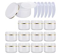 PQPAUTY Pack of 24, 20ml White Plastic Cosmetic Jars with Gold Edge, 20 g Container Pot for Ointments Makeup Beauty Storage Lotions Cream Travel
