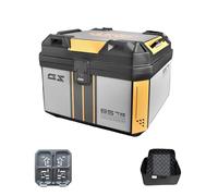 PQPQLI 45L Motorcycle Tail Box Top Case - Scooter Universal Storage Trunk with Combination Lock - Waterproof Pp Luggage Tour Helmet Box(Yellowish-Black)