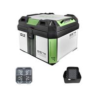 PQPQLI 45L Motorcycle Tail Box Top Case - Scooter Universal Storage Trunk with Combination Lock - Waterproof Pp Luggage Tour Helmet Box(White-Green)