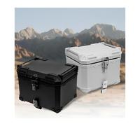 PQPQLI 45L Motorcycle Top Case, Universal Aluminum Motorbike Tail Box with Leather Lining Features an Anti-Theft Lock, Waterproof and Dustproof(Black,45L)