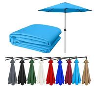 PQPQLI 6.5ft/9ft/10ft Patio Umbrella Replacement Canopy, Blue, 6/8 Ribs, UV50+ Protection, Water Repellent, Classic Color, Multi-Purpose