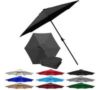 PQPQLI Parasol Replacement Canopy For 6/8 Ribs, Diameter 10ft/3.0M 9ft/2.70M 6.5ft/2.0M, Waterproof Fabric With 50+ UV Protection & Fade Resistant(Black,6ribs 9ft/2.70M)