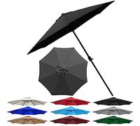 PQPQLI Parasol Replacement Canopy For 6/8 Ribs, Diameter 10ft/3.0M 9ft/2.70M 6.5ft/2.0M, Waterproof Fabric With 50+ UV Protection & Fade Resistant(Black,8ribs 9ft/2.70M)