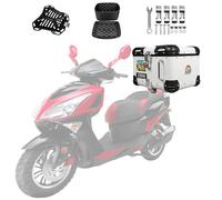 PQPQLI Universal Motorcycle Helmet Top Box Aluminum Motorcycle Tail Box Trunk with Security Lock & Baseplate, Waterproof Detachable Box & Lock, Fit for Most Motorcycle Frames(White,40L A)