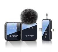 PQRQP 3 in 1 Microphone for iPhone/Android/Camera, Wireless Microphones, 100m Transmission, 18H Battery Life, Mini Microphone for Recording, Vlogs, YouTube, Tiktok