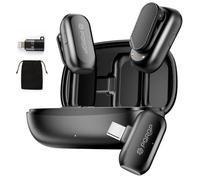 PQRQP Wireless Lavalier Microphone for iPhone/iPad/Android, 164ft Transmission, Mini Microphone with AI Noise Cancellation & Hi-Fi Sound, 24H Charging Case, Mic Ideal for YouTube, Video Recording