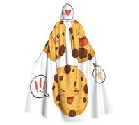 PQruop 3 Chocolate Chip Cookies With Different Expressions Print Adult Halloween Hooded Cloak,Decorative Cape For Parties,Cosplay,And Festivals