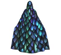 PQruop 3d Magical Dragon Scales Pattern Print Halloween Hooded Cape,Witch Cape,Suitable For Masquerade,Christmas Party,Cosplay Costume