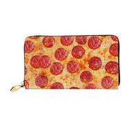 PQruop 3D Pizza Pepperoni Print Women's Wallet,Long Leather Clutch,Metal Zipper Credit Card Holder,Travel Wallet