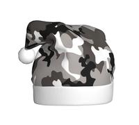 PQruop Ack Grey White Camo Print Funny Adult Christmas Hat,Novelty Hats,Christmas Elf Hat,Suitable For New Year Party Headdress
